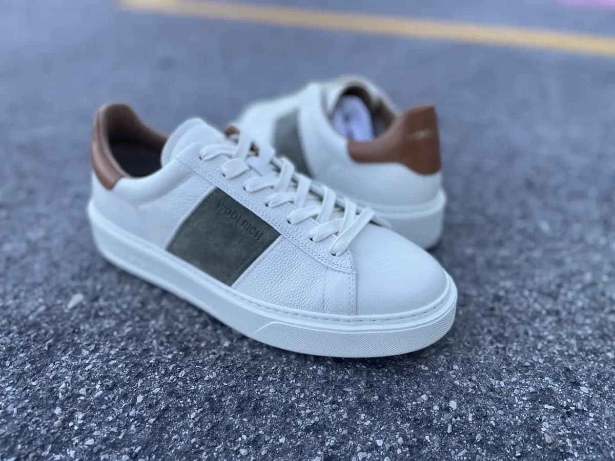 WOOLRICH Sneakers Uomo in Pelle Panna Verde in Sneaker casual Calzature Durello - Agna, commercioVirtuoso.it
