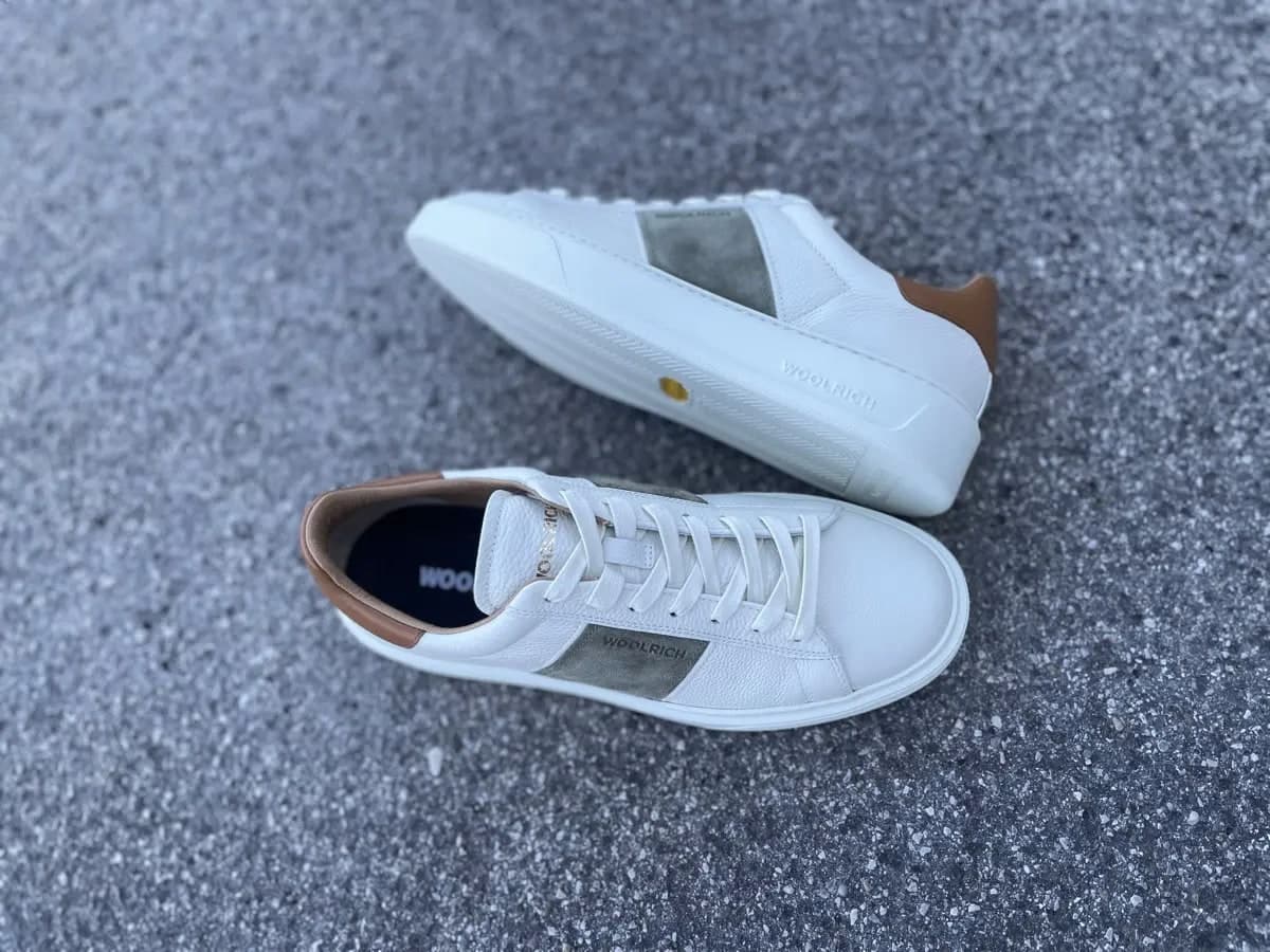 WOOLRICH Sneakers Uomo in Pelle Panna Verde in Sneaker casual Calzature Durello - Agna, commercioVirtuoso.it