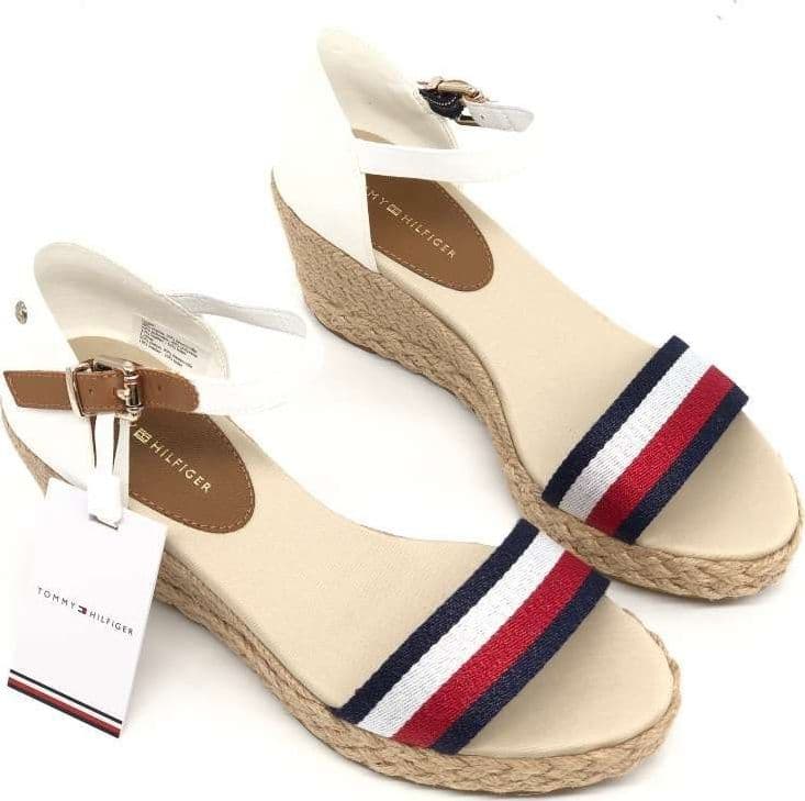 TOMMY HILFIGHER Sandalo donna bianco Shimmery Ribbon Mid in Sandali moda Calzature Durello - Agna, commercioVirtuoso.it