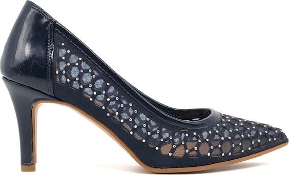 STUDIO VENICE Décolleté blu in tessuto a rete e pelle scamosciata in Scarpe col tacco Calzature Durello - Agna, commercioVirtuoso.it