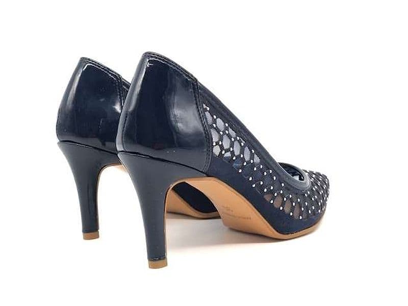 STUDIO VENICE Décolleté blu in tessuto a rete e pelle scamosciata in Scarpe col tacco Calzature Durello - Agna, commercioVirtuoso.it