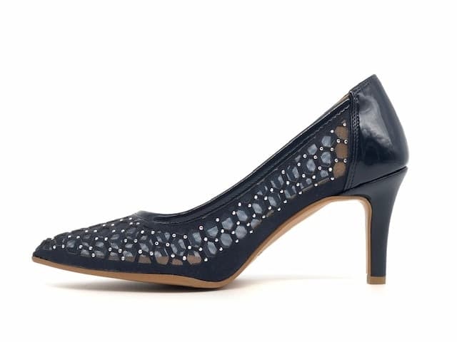 STUDIO VENICE Décolleté blu in tessuto a rete e pelle scamosciata in Scarpe col tacco Calzature Durello - Agna, commercioVirtuoso.it