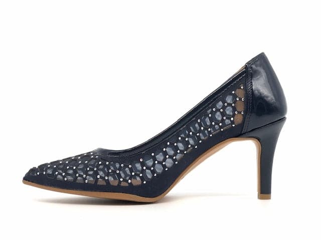 STUDIO VENICE Décolleté blu in tessuto a rete e pelle scamosciata in Scarpe col tacco Calzature Durello - Agna, commercioVirtuoso.it