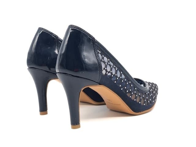 STUDIO VENICE Décolleté blu in tessuto a rete e pelle scamosciata in Scarpe col tacco Calzature Durello - Agna, commercioVirtuoso.it
