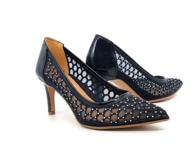 STUDIO VENICE Décolleté blu in tessuto a rete e pelle scamosciata in Scarpe col tacco Calzature Durello - Agna, commercioVirtuoso.it