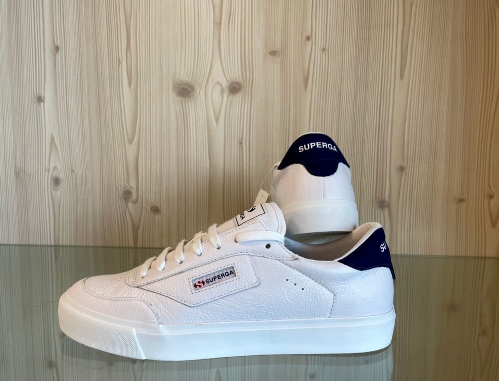 SUPERGA Sneakers Uomo Court Bianco Blu in Sneaker casual Calzature Durello - Agna, commercioVirtuoso.it