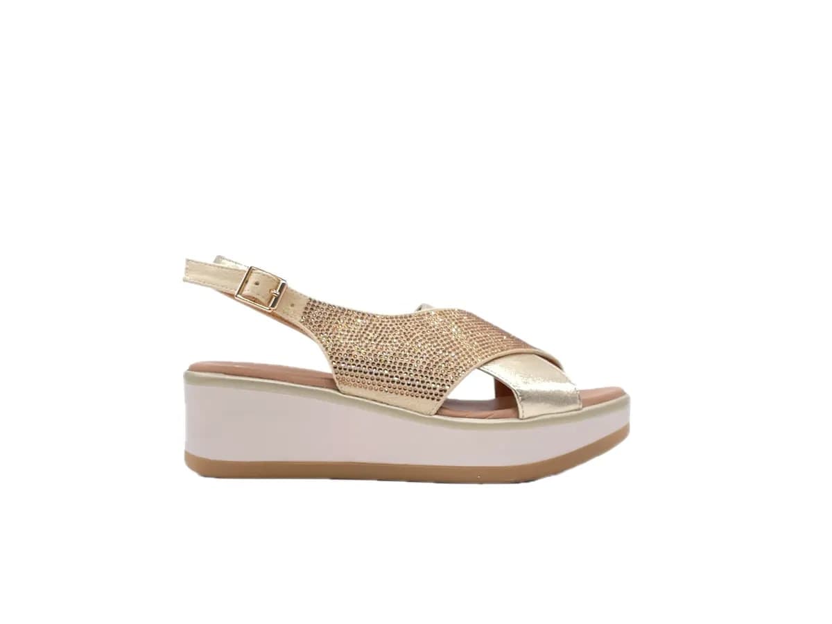 STUDIO MODA Sandali donna con fasce incrociate in pelle platino e strass in Sandali moda Calzature Durello - Agna, commercioVirtuoso.it
