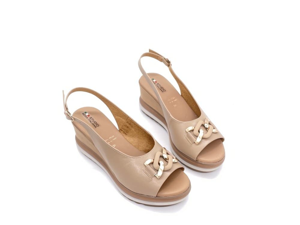 Studio Moda Sandali Donna Zeppa Beige in Ciabatte moda Calzature Durello - Agna, commercioVirtuoso.it