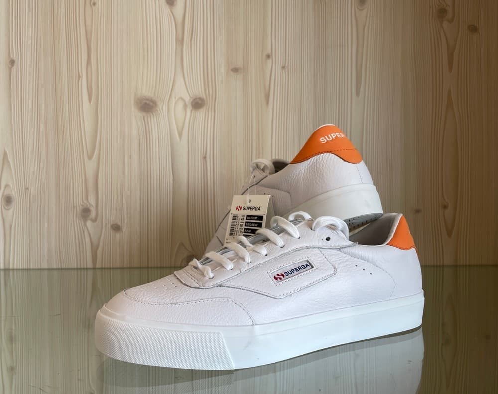 SUPERGA Sneakers Uomo Court Bianco Arancione in Sneaker casual Calzature Durello - Agna, commercioVirtuoso.it