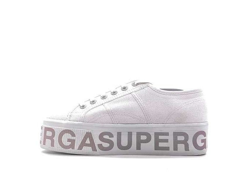 SUPERGA PLATFORM LETTERING White opalescente violet in Sneaker casual Calzature Durello - Agna, commercioVirtuoso.it