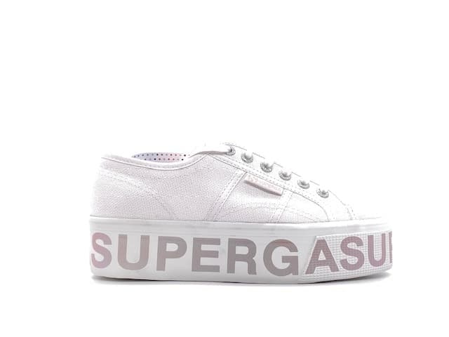 SUPERGA PLATFORM LETTERING White opalescente violet in Sneaker casual Calzature Durello - Agna, commercioVirtuoso.it