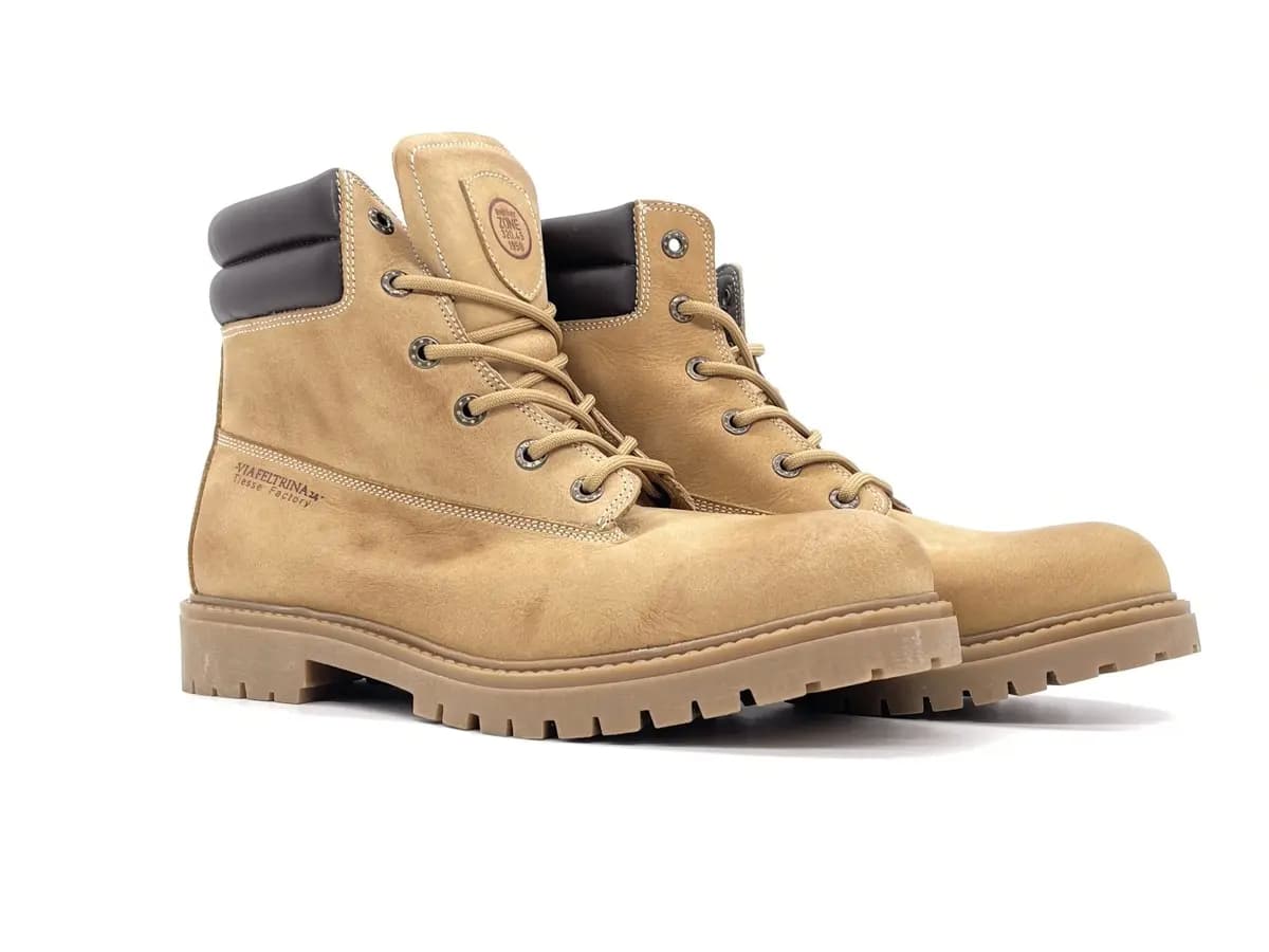 Scarponcini uomo Woodsman in pelle ingrassata giallo sabbia stile outdoor - 5
