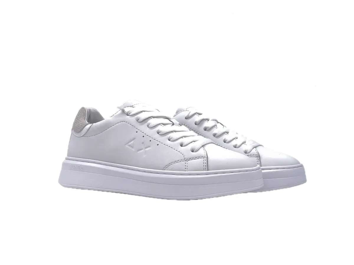 SUN68 GRACE LEATHER Sneakers donna in pelle bianca con dettaglio beige in Sneaker casual Calzature Durello - Agna, commercioVirtuoso.it