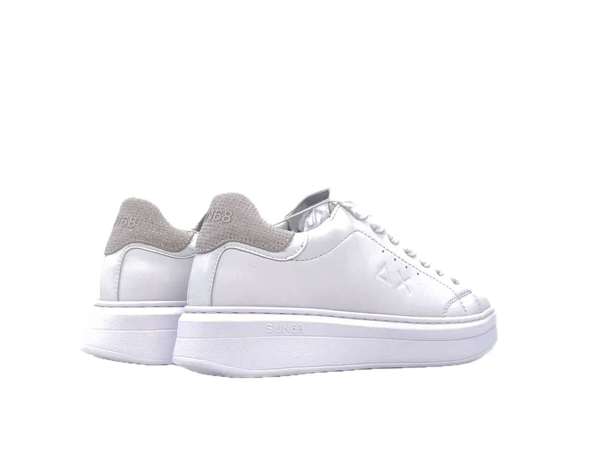SUN68 GRACE LEATHER Sneakers donna in pelle bianca con dettaglio beige in Sneaker casual Calzature Durello - Agna, commercioVirtuoso.it