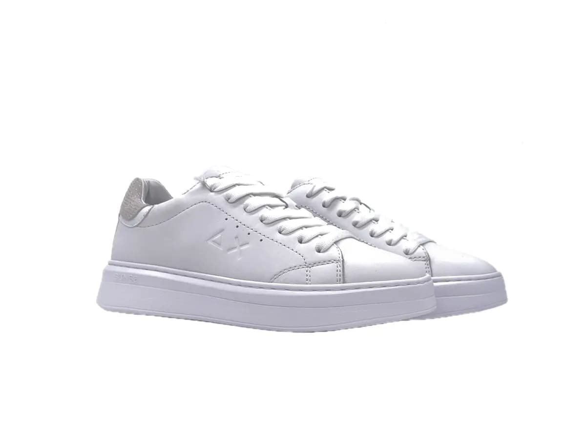 SUN68 GRACE LEATHER Sneakers donna in pelle bianca con dettaglio beige in Sneaker casual Calzature Durello - Agna, commercioVirtuoso.it