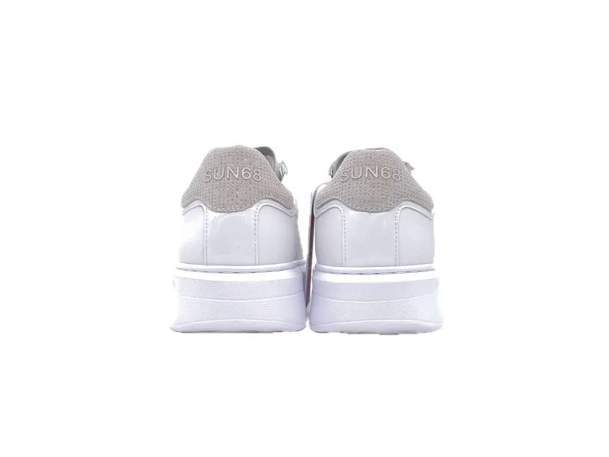SUN68 GRACE LEATHER Sneakers donna in pelle bianca con dettaglio beige in Sneaker casual Calzature Durello - Agna, commercioVirtuoso.it