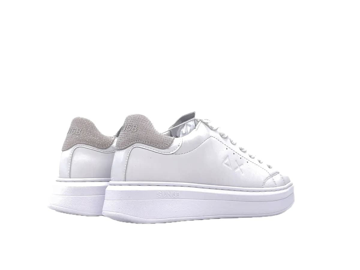 SUN68 GRACE LEATHER Sneakers donna in pelle bianca con dettaglio beige in Sneaker casual Calzature Durello - Agna, commercioVirtuoso.it