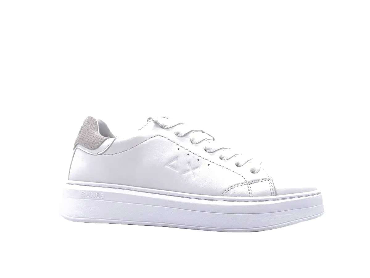 SUN68 GRACE LEATHER Sneakers donna in pelle bianca con dettaglio beige in Sneaker casual Calzature Durello - Agna, commercioVirtuoso.it