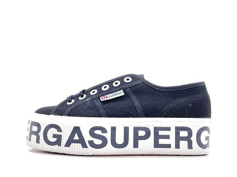 SUPERGA Sneakers Platform Lettering Black in Sneaker casual Calzature Durello - Agna, commercioVirtuoso.it