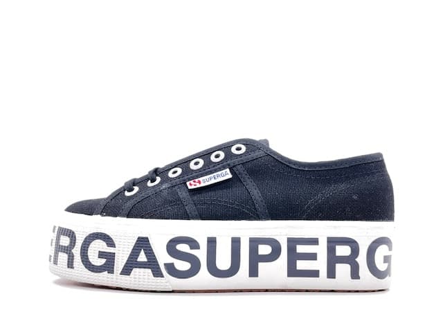 SUPERGA Sneakers Platform Lettering Black in Sneaker casual Calzature Durello - Agna, commercioVirtuoso.it