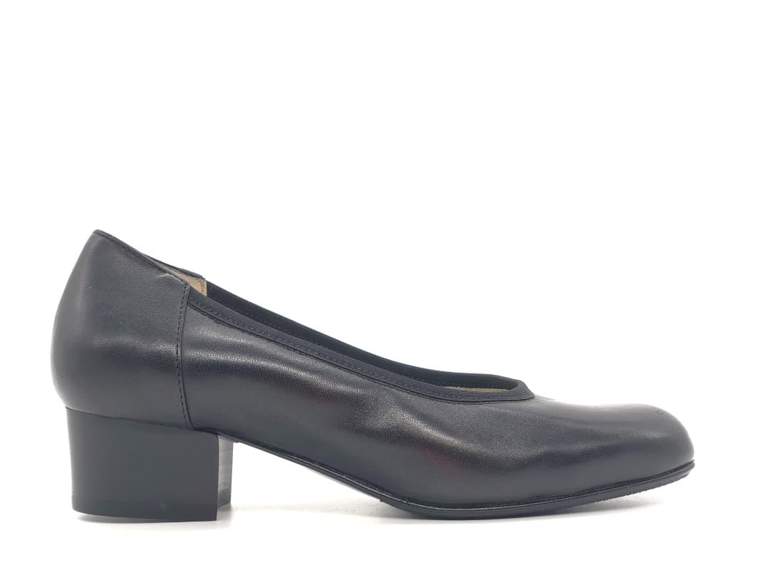 PERLI Décolleté donna in pelle nera e fondo cuoio - 5