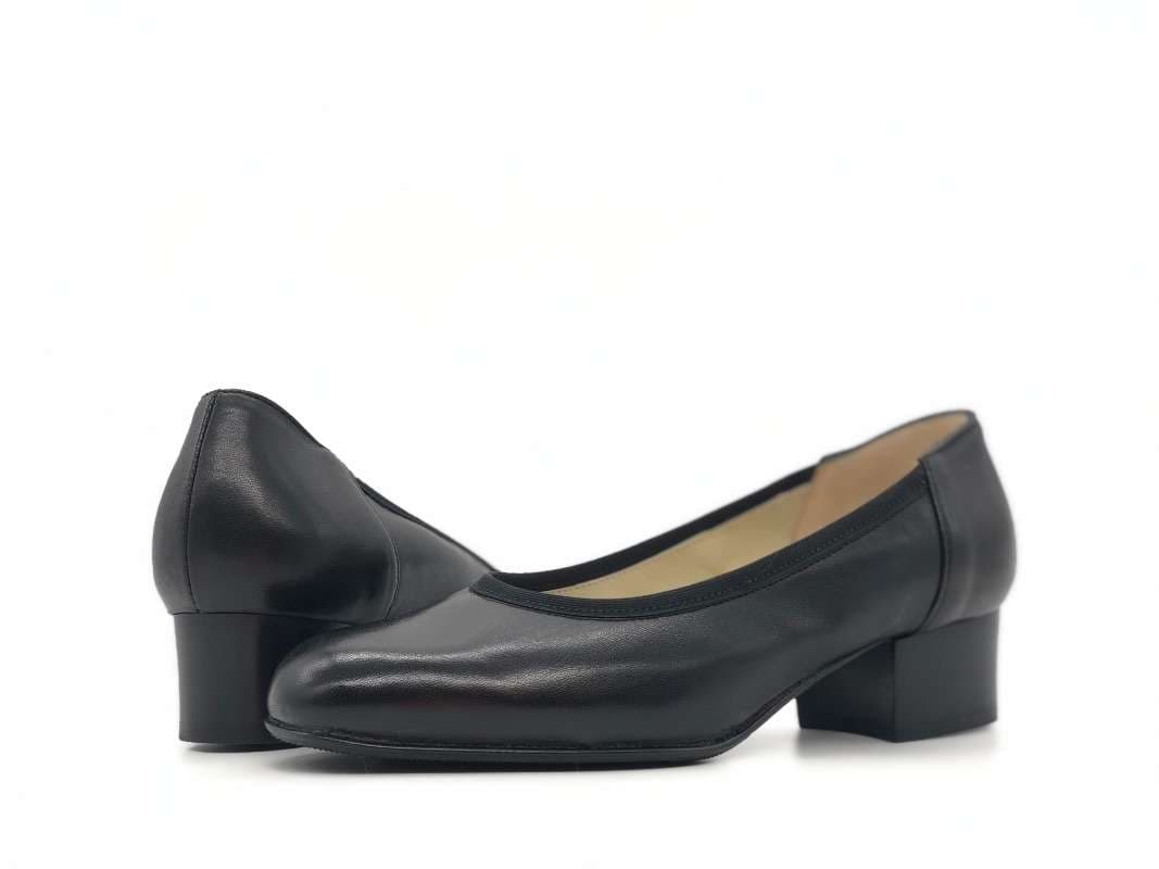 PERLI Décolleté donna in pelle nera e fondo cuoio in Scarpe col tacco Calzature Durello - Agna, commercioVirtuoso.it