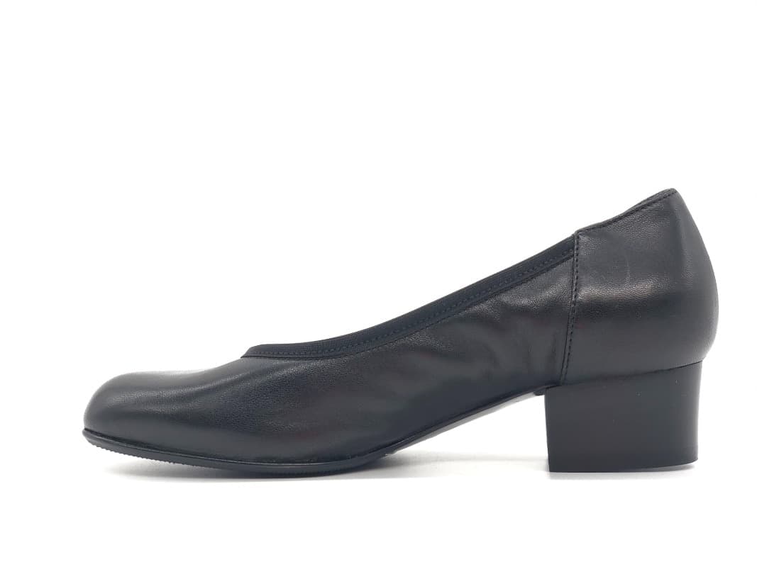 PERLI Décolleté donna in pelle nera e fondo cuoio in Scarpe col tacco Calzature Durello - Agna, commercioVirtuoso.it