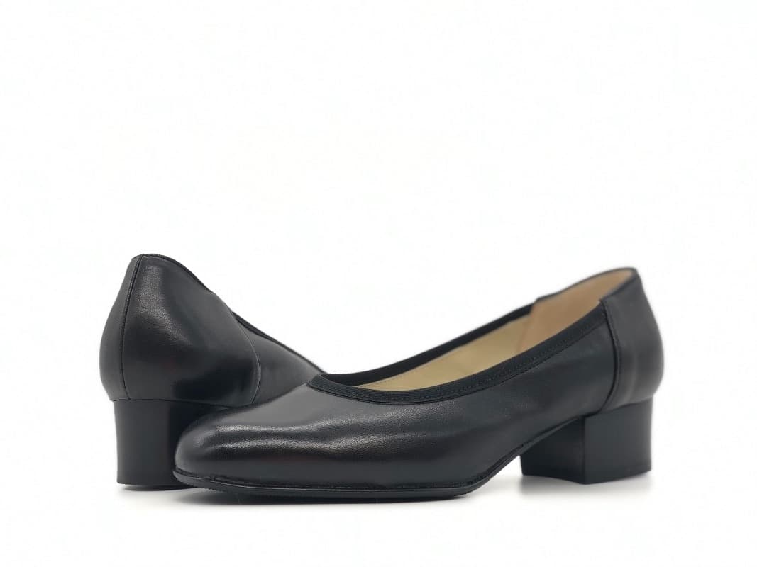 PERLI Décolleté donna in pelle nera e fondo cuoio in Scarpe col tacco Calzature Durello - Agna, commercioVirtuoso.it