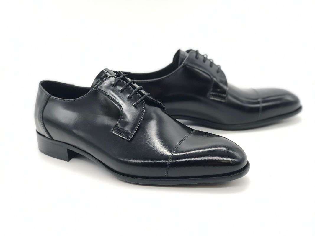 PEREZ Scarpa classica uomo Vitello abrasivato nero in Lucido per scarpe Calzature Durello - Agna, commercioVirtuoso.it