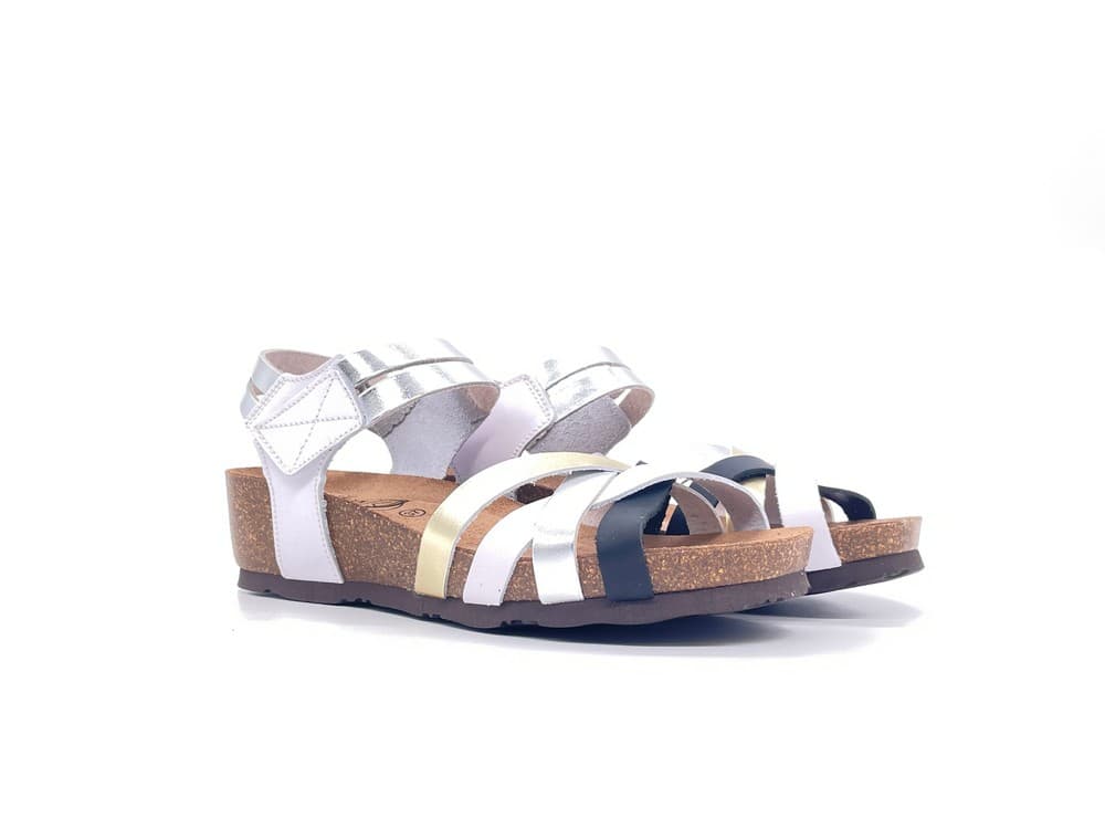 SABATINI Sandalo donna anatomico pelle liscia e laminata multicolore - 6