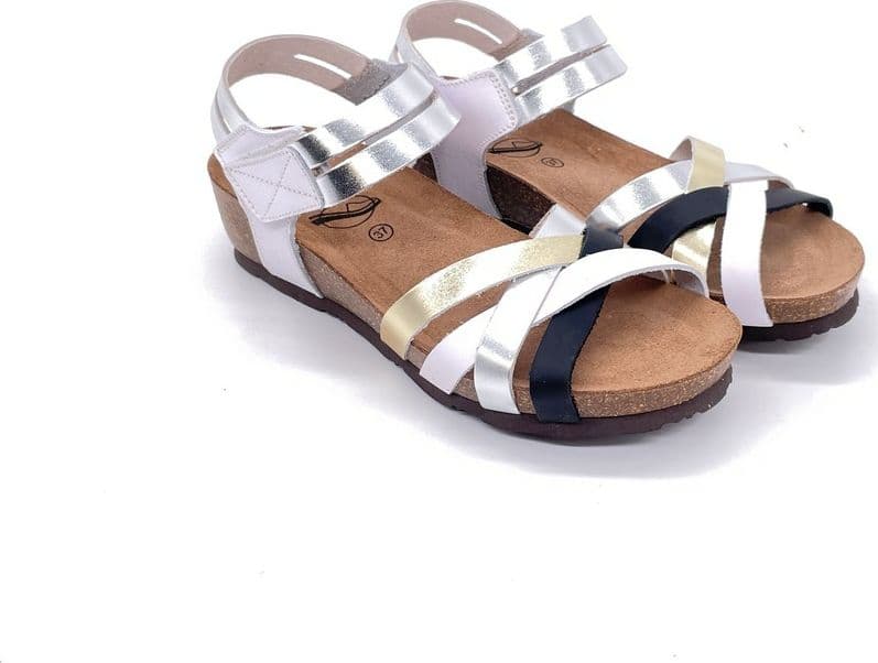 SABATINI Sandalo donna anatomico pelle liscia e laminata multicolore in Sandali moda Calzature Durello - Agna, commercioVirtuoso.it