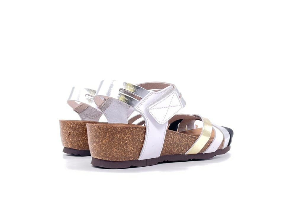 SABATINI Sandalo donna anatomico pelle liscia e laminata multicolore in Sandali moda Calzature Durello - Agna, commercioVirtuoso.it