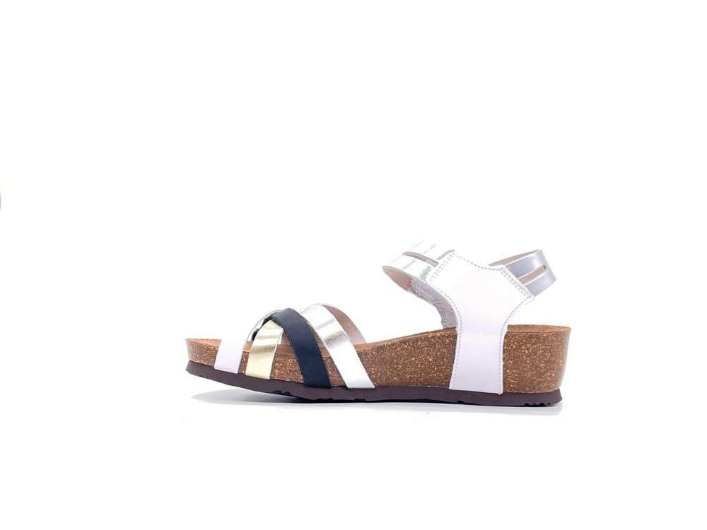 SABATINI Sandalo donna anatomico pelle liscia e laminata multicolore in Sandali moda Calzature Durello - Agna, commercioVirtuoso.it