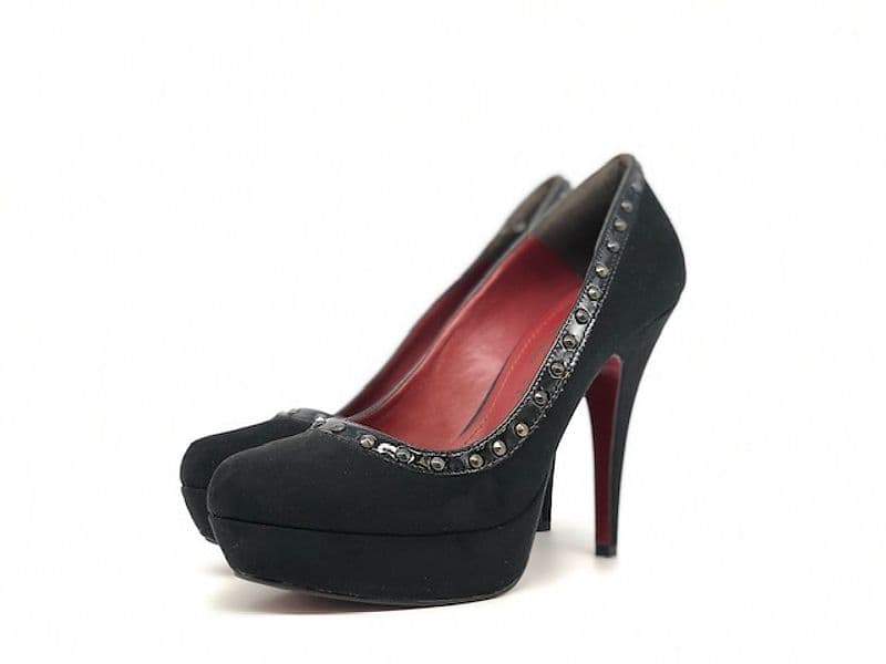 Retro Décolleté ecopelle scamosciata nera - 6