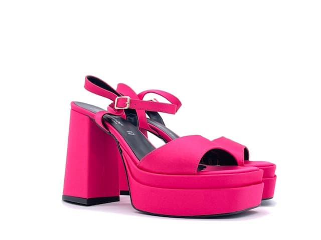 Sandali donna in raso fucsia tacco 100 con plateau - 6