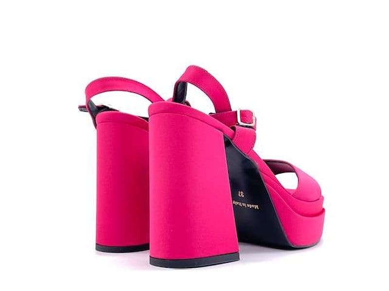 Sandali donna in raso fucsia tacco 100 con plateau in Sandali moda Calzature Durello - Agna, commercioVirtuoso.it