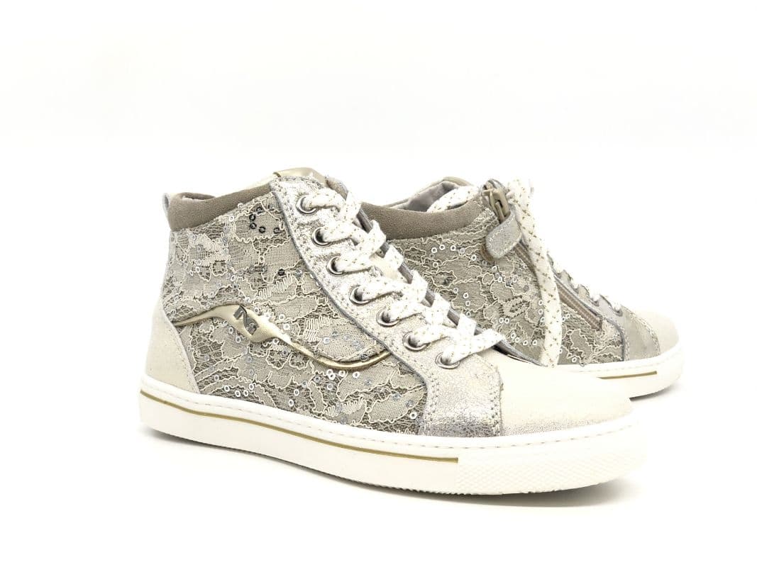 NERO GIARDINI Sneakers alta bambina Luxury Champagne platino - 6