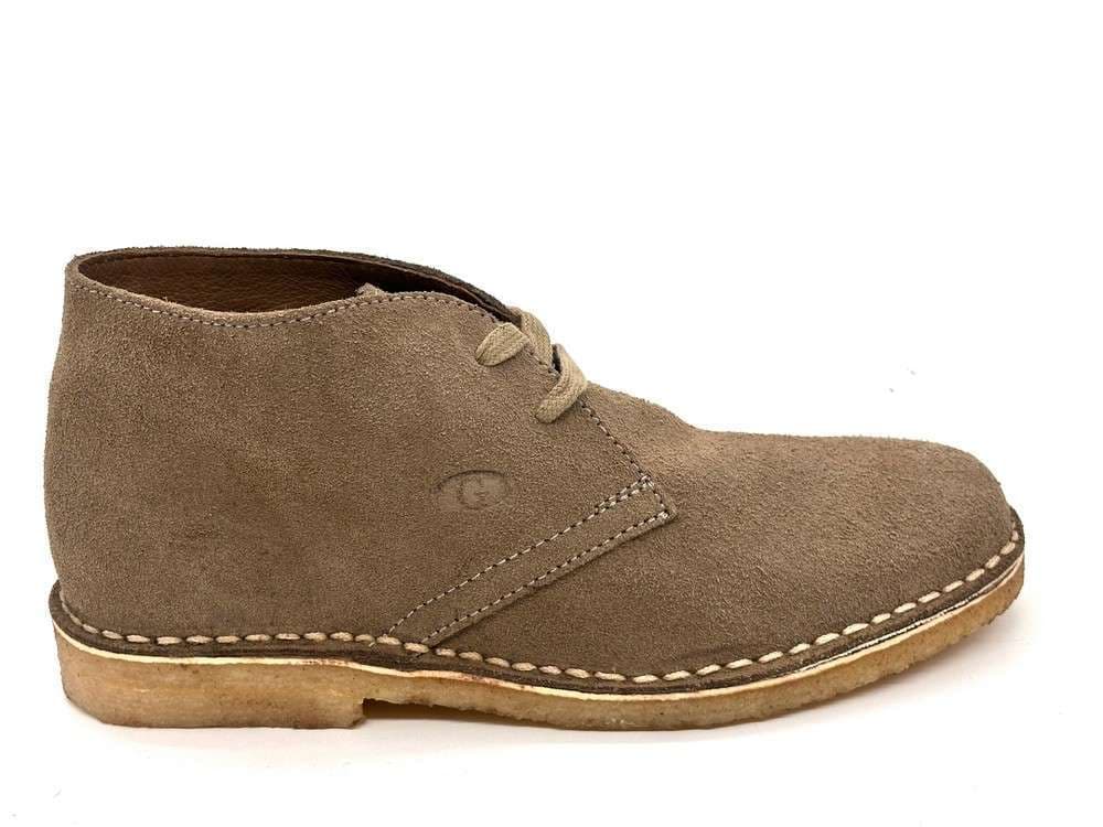 Polacchini donna in camoscio beige sabbia fondo para stile chukka