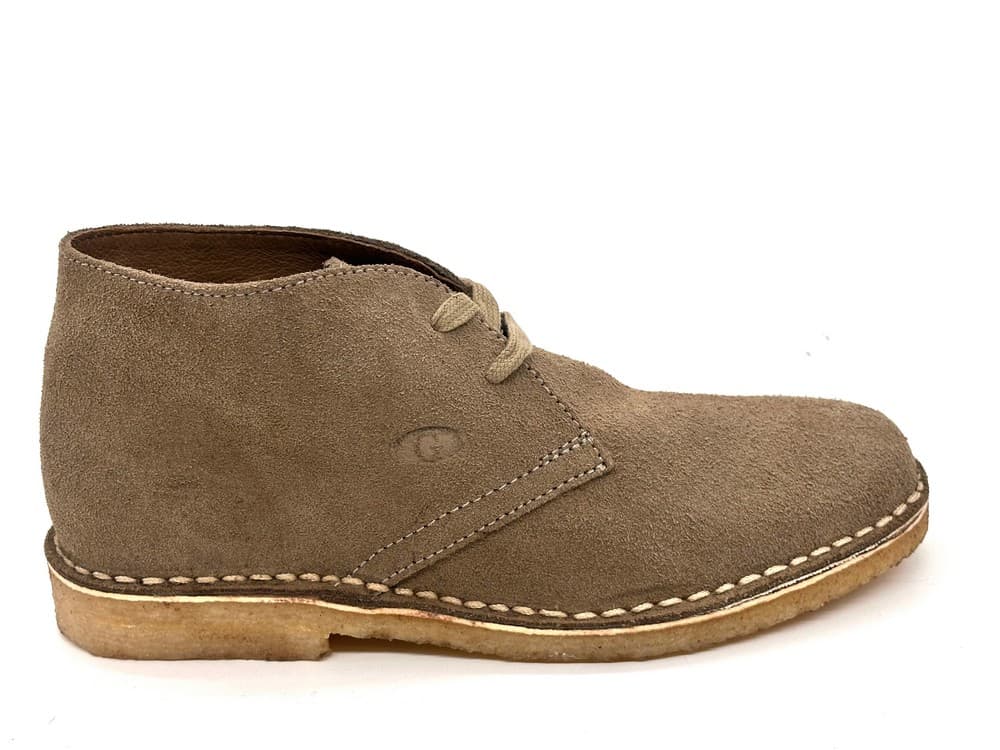Polacchini donna in camoscio beige sabbia fondo para stile chukka - 5