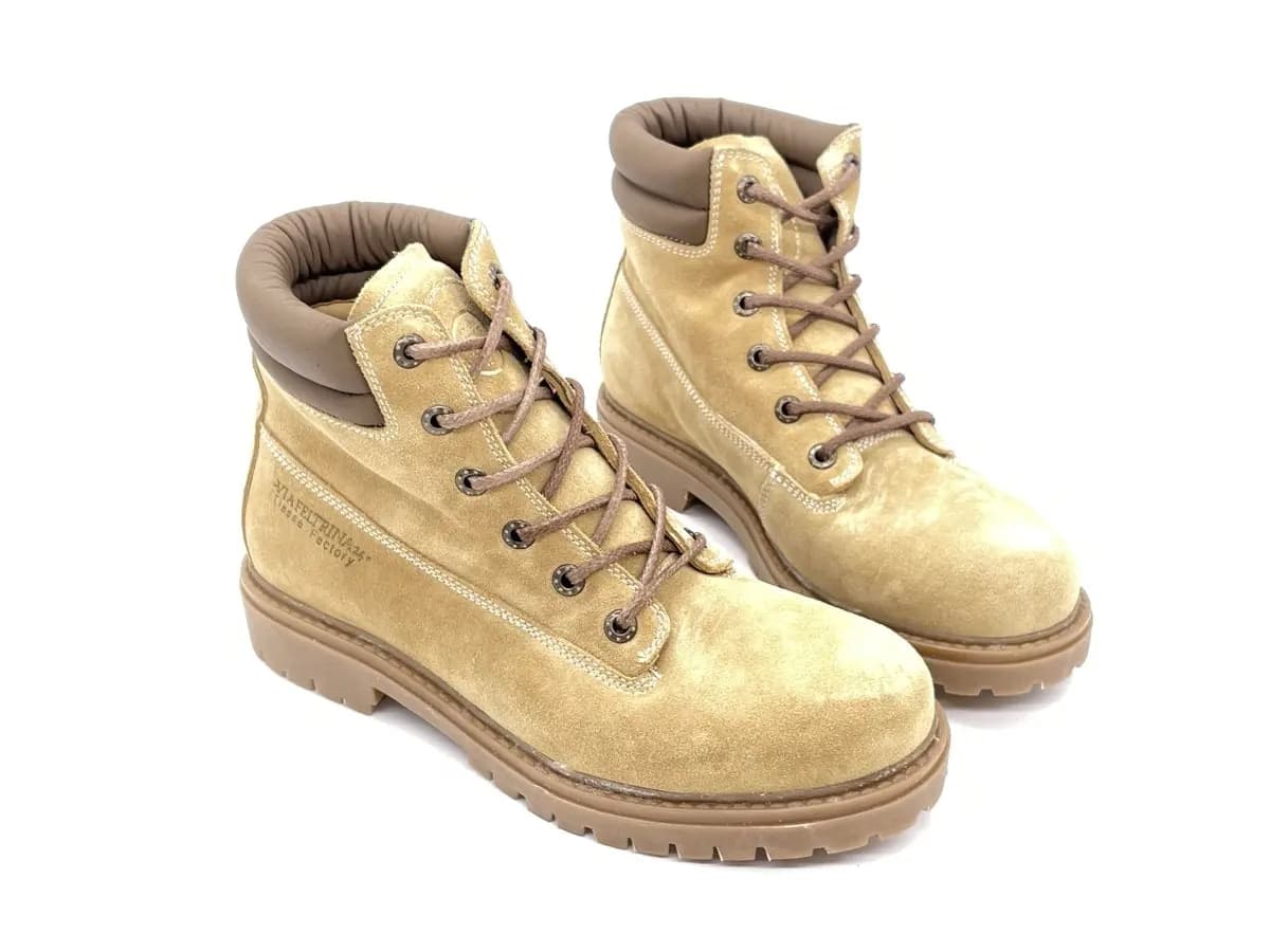 Scarponcini uomo Woodsman in camoscio beige cammello stile outdoor in Stivali Calzature Durello - Agna, commercioVirtuoso.it