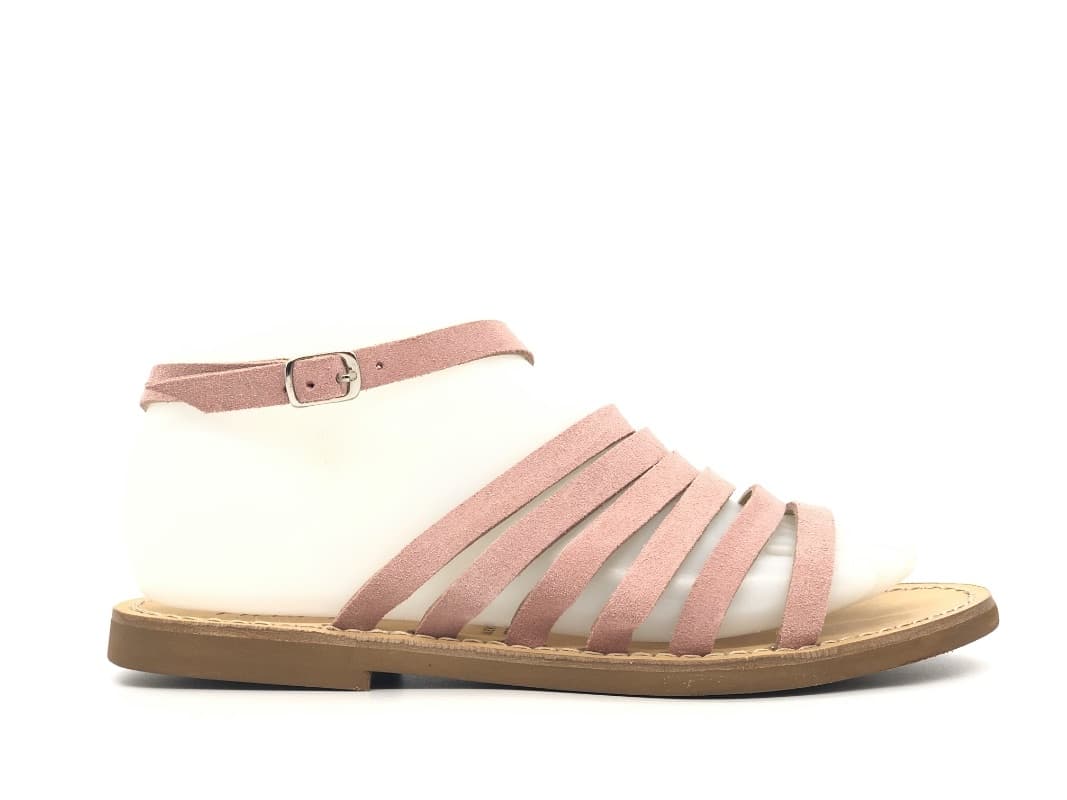 NEAR Sandalo basso donna CLEOPATRA con fasce in suede rosa - 6