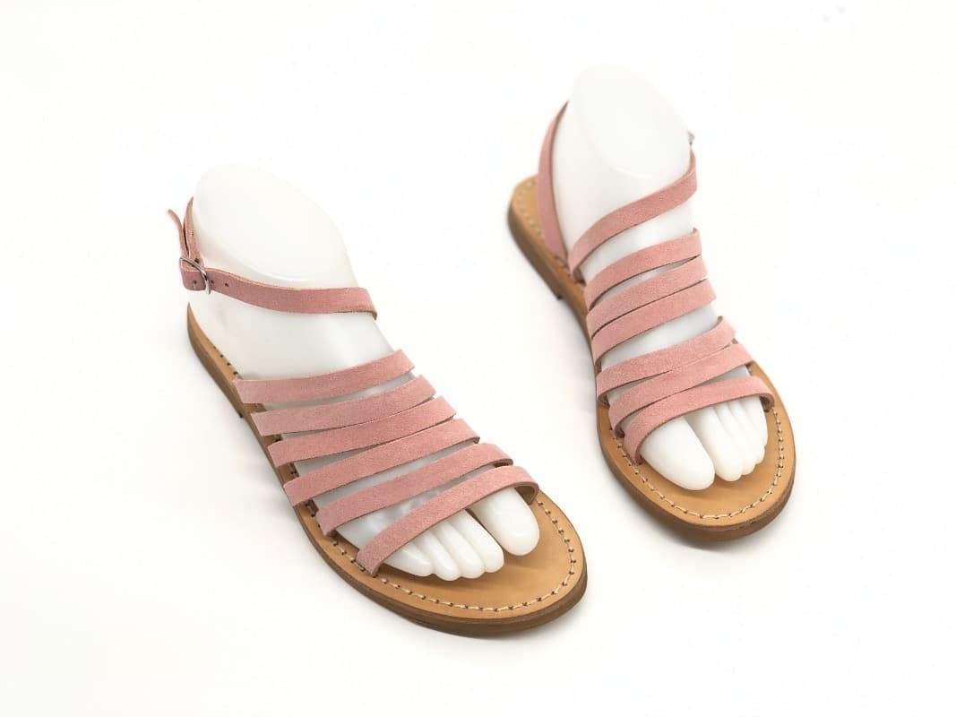 NEAR Sandalo basso donna CLEOPATRA con fasce in suede rosa in Sandali moda Calzature Durello - Agna, commercioVirtuoso.it
