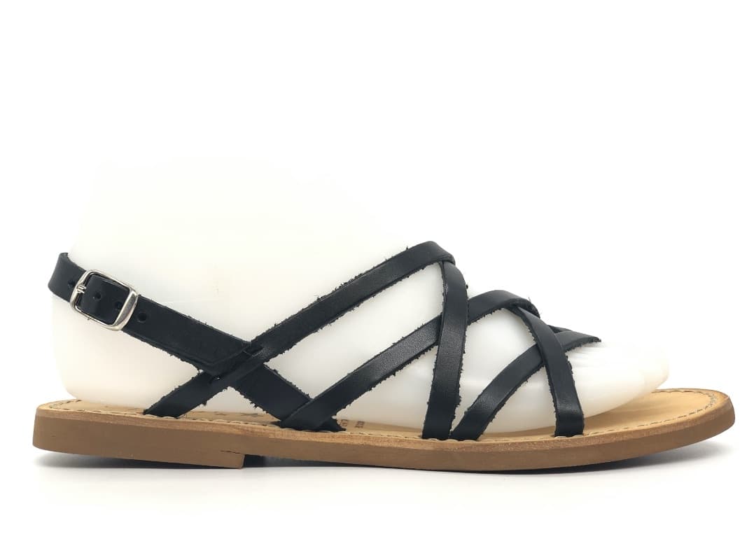 NEAR Sandalo basso donna in cuoio GEORGIA con fascette in pelle nera - 6