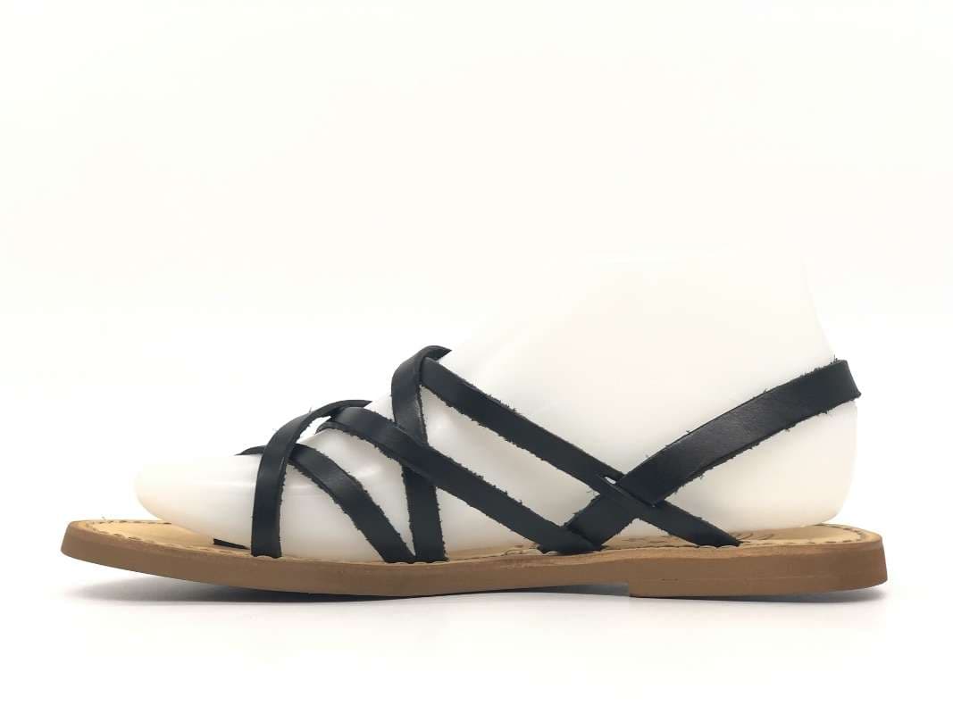 NEAR Sandalo basso donna in cuoio GEORGIA con fascette in pelle nera in Sandali moda Calzature Durello - Agna, commercioVirtuoso.it