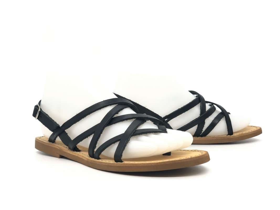 NEAR Sandalo basso donna in cuoio GEORGIA con fascette in pelle nera in Sandali moda Calzature Durello - Agna, commercioVirtuoso.it