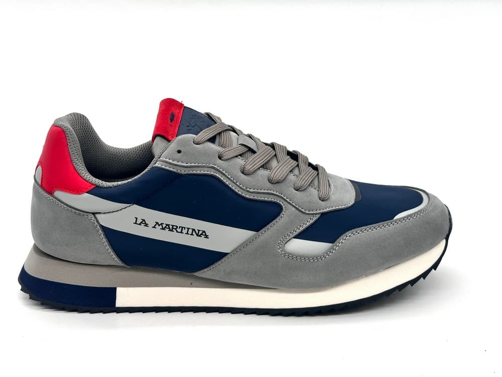 LaMartina sneakers uomo La Bombonera grigio blu con dettagli rossi - 6