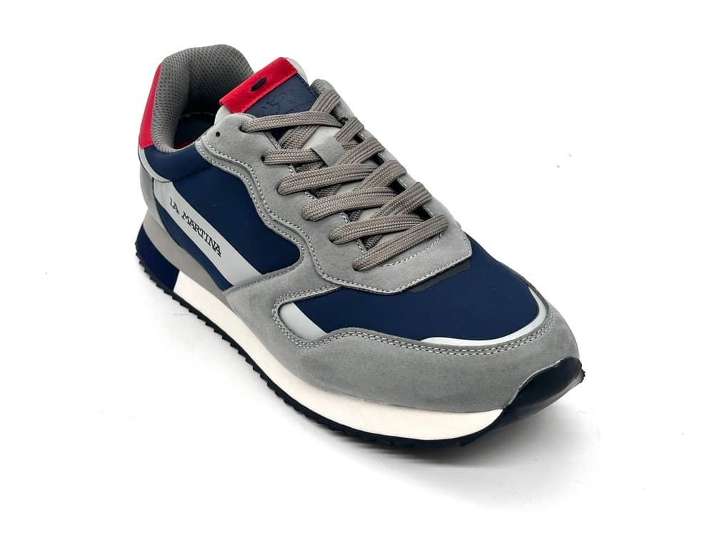 LaMartina sneakers uomo La Bombonera grigio blu con dettagli rossi in Sneaker casual Calzature Durello - Agna, commercioVirtuoso.it