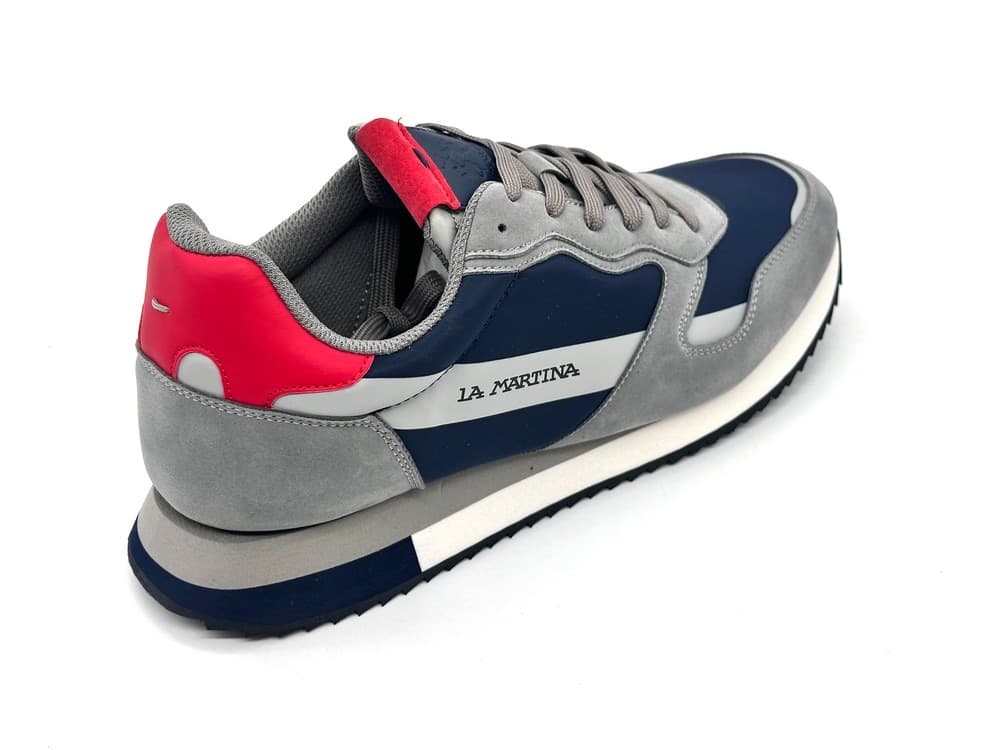 LaMartina sneakers uomo La Bombonera grigio blu con dettagli rossi in Sneaker casual Calzature Durello - Agna, commercioVirtuoso.it