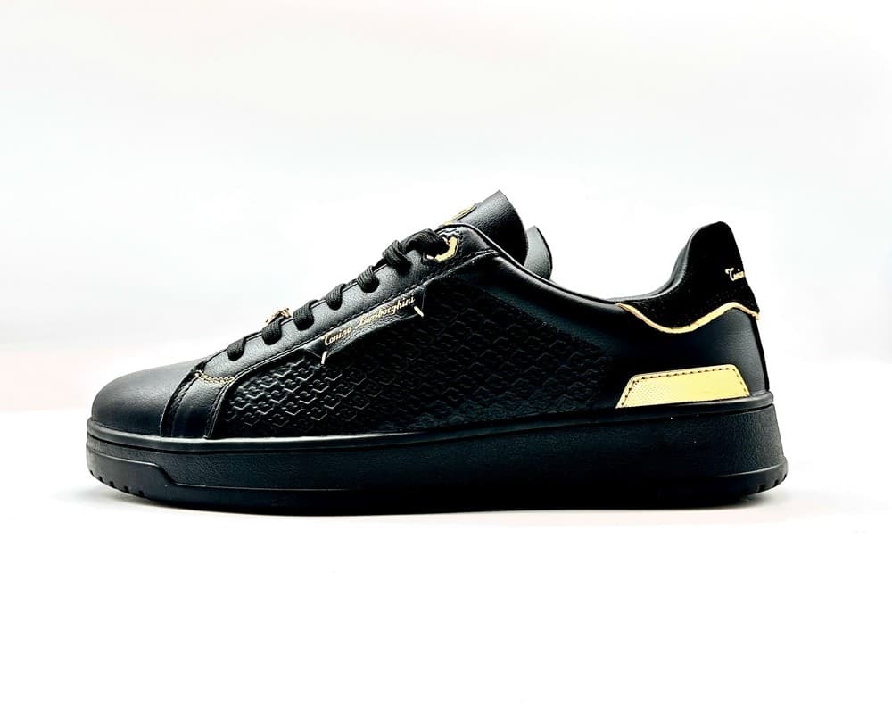 LAMBORGHINI Sneakers tennis in pelle nera e oro in Sneaker casual Calzature Durello - Agna, commercioVirtuoso.it