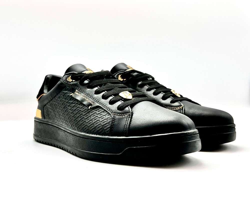 LAMBORGHINI Sneakers tennis in pelle nera e oro in Sneaker casual Calzature Durello - Agna, commercioVirtuoso.it